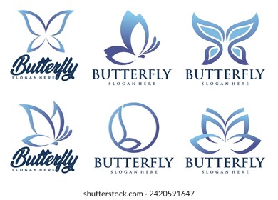 set of Butterfly logo design template . Vector illustration