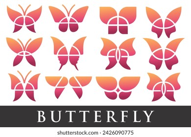 Satz von Schmetterling-Logo-Design-Vorlage . Vektorgrafik