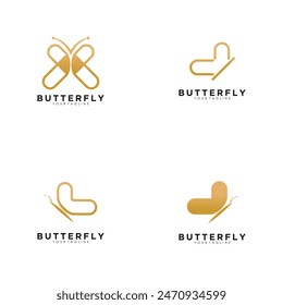 Conjunto de Vector de diseño de logotipo de mariposa con concepto creativo y premium
