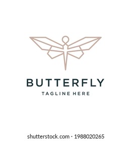 Set of Butterfly Logo geometric design abstract vector template Linear style icon