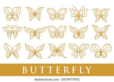 set of Butterfly logo. Luxury line logotype design. Butterfly symbol logotype. Vector illustration