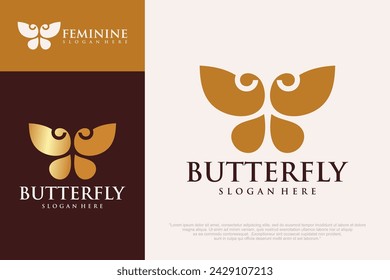 set of Butterfly logo. Luxury line logotype design. Butterfly symbol logotype. Vector illustration