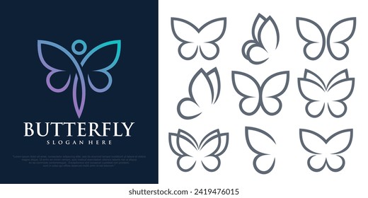 set of Butterfly logo. Butterfly symbol logotype. Vector illustration