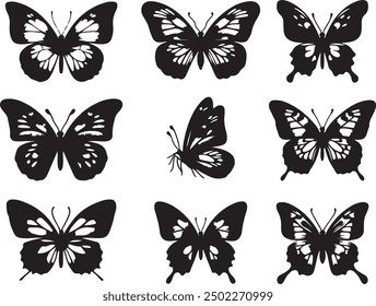 A set of butterfly silhouette.