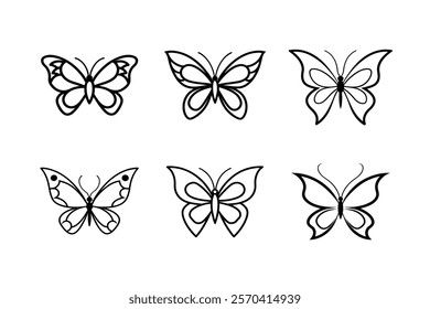 set of butterfly silhouette  art