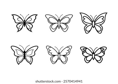 set of butterfly silhouette  art