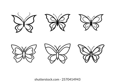 set of butterfly silhouette  art