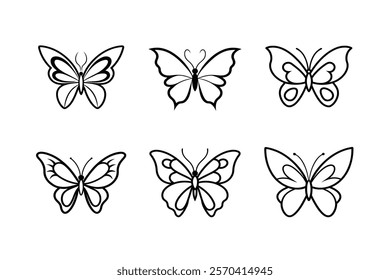 set of butterfly silhouette  art