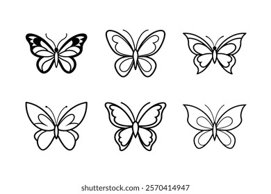 set of butterfly silhouette  art