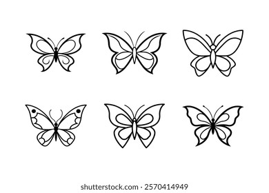 set of butterfly silhouette  art