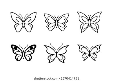 set of butterfly silhouette  art