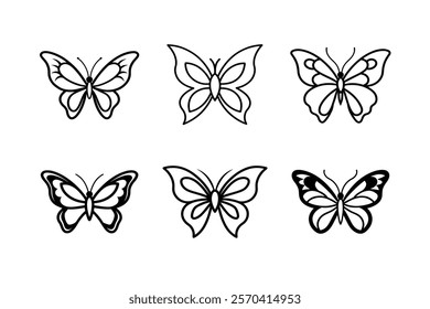 set of butterfly silhouette  art