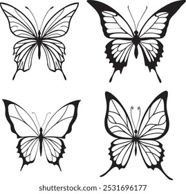 set of butterfly silhouette vector art