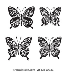 set of butterfly silhouette vector art 1