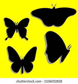 Set of Butterfly Silhouette Vector Design Illustration.
