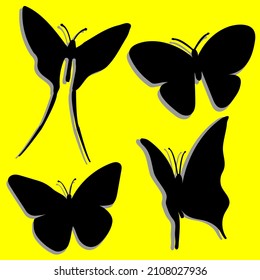 Set of Butterfly Silhouette Vector Design Illustration