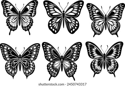 Set of Butterfly silhouette vector illustration