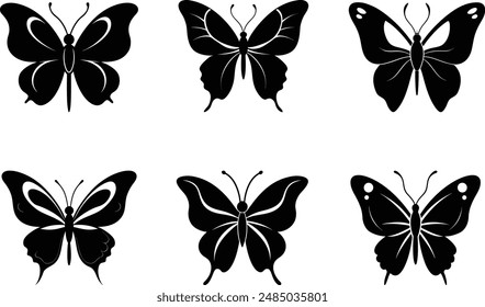 Conjunto de Ilustración vectorial de silueta de mariposa