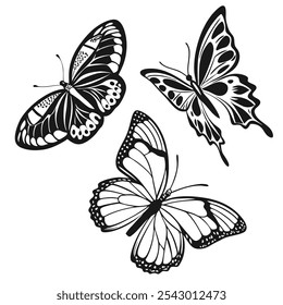 set of butterfly silhouette vector illustration