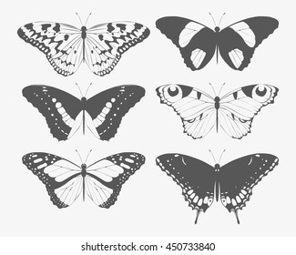 Set of butterfly silhouettes