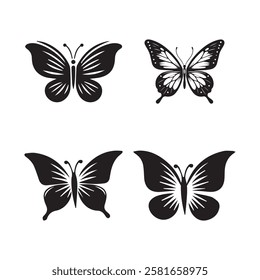 Set of butterfly silhouettes.  vector illustration on white background.