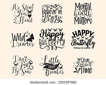 Set of butterfly  t-shirt design  vector file