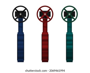 set of butterfly valve on white background