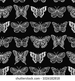 A set of butterfly vector illustration. Doodle style. Design, print, logo, decor, textile, paper