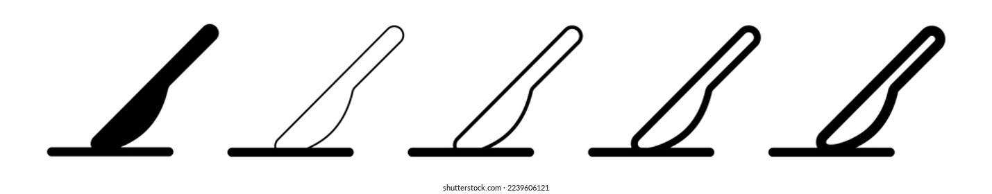 Set of buttering knife on white background. Vector isolated kitchen equipment set.