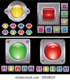 Set of button fastened by screws
