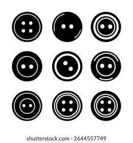 Set of button icon silhouette. Black and white clip art vector illustration