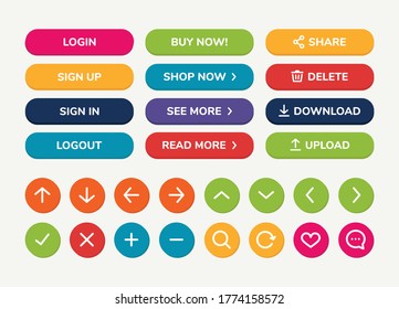 Set of button with icon for website and applications.