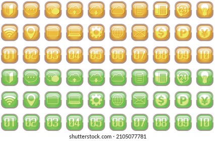A set of button icons.
Bussiness and numbers from 1 to 10.