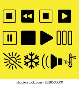 set of button icons on yellow background
