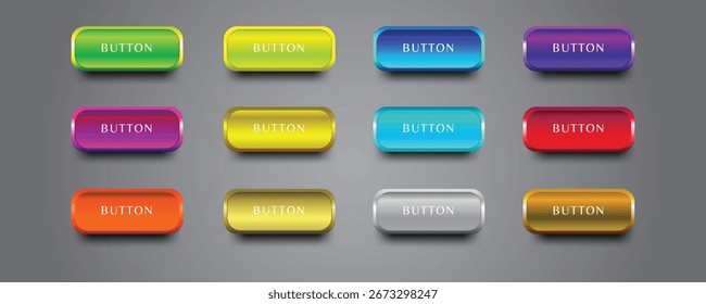 Set of button sign. Show sign. Button frame label. colorful button