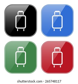 Set of buttons, black, blue, green, red.  Baggage icon. Vector illustration, EPS 10