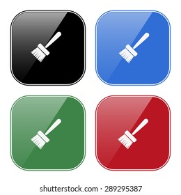 Set of buttons, black, blue, green, red.
