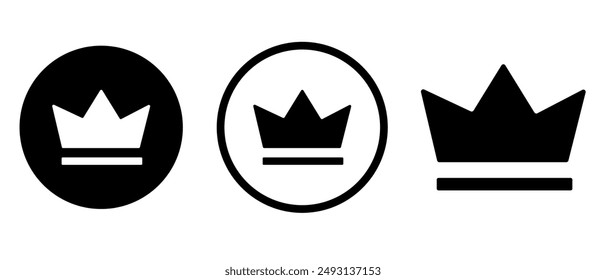 Set of buttons with crown icon for web applications and websites. Royal badges, premium membership badges, VIP badges. High quality sign symbol. Vector.