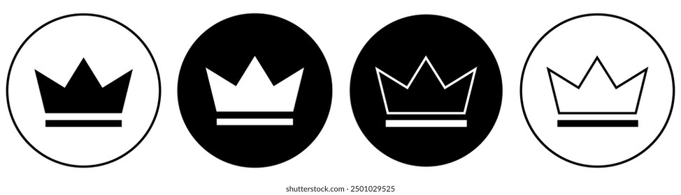 Conjunto de Botones con icono de corona para aplicaciones de Web y Sitios web. Insignias reales, insignias de membresía premium, insignias VIP. Símbolo de señal de alta calidad. Ilustración vectorial.