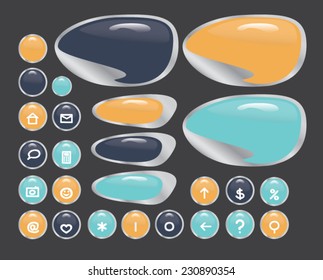 Set of buttons for design - vector icons
