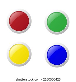 set of buttons with different color isolated on white background 