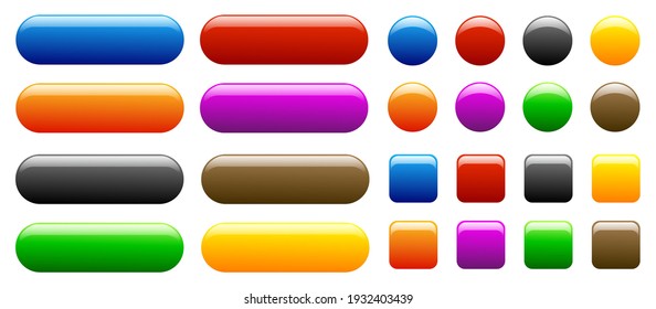 Set buttons in different style and colors - stock vector