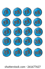set of buttons, discount and percents, vector illustration