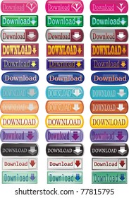 Set of buttons of the download presented in a waiting mode, promptings of the cursor, pressing