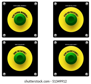 set of buttons with ecological messages