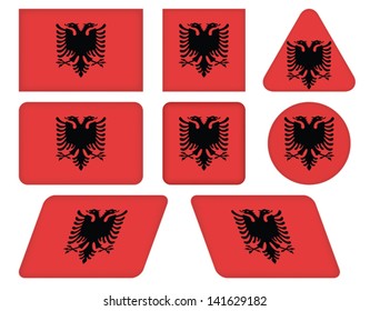 set of buttons with flag of Albania