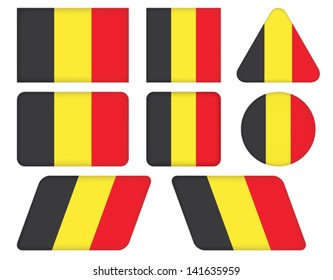 set of buttons with flag of Belgium