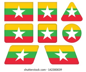 set of buttons with flag of Burma