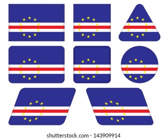 set of buttons with flag of Cape Verde