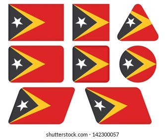 set of buttons with flag of East Timor